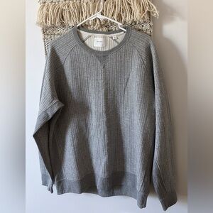 Billy Reid Mens Long Sleeve Quilted Gray Crew Neck Sweatshirt Pullover Size L